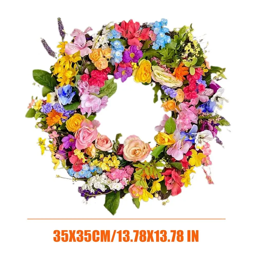 35cm artificial de seda rosa grinalda flor falso guirlanda para festa de casamento decoração porta da frente parede pendurado arranjo floral