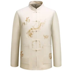 Ropa china tradicional para hombres, Tangsuit de dragón de 5 colores, Wushu, cuello de pie, camisa, Top, Hanfu, Dropshopping