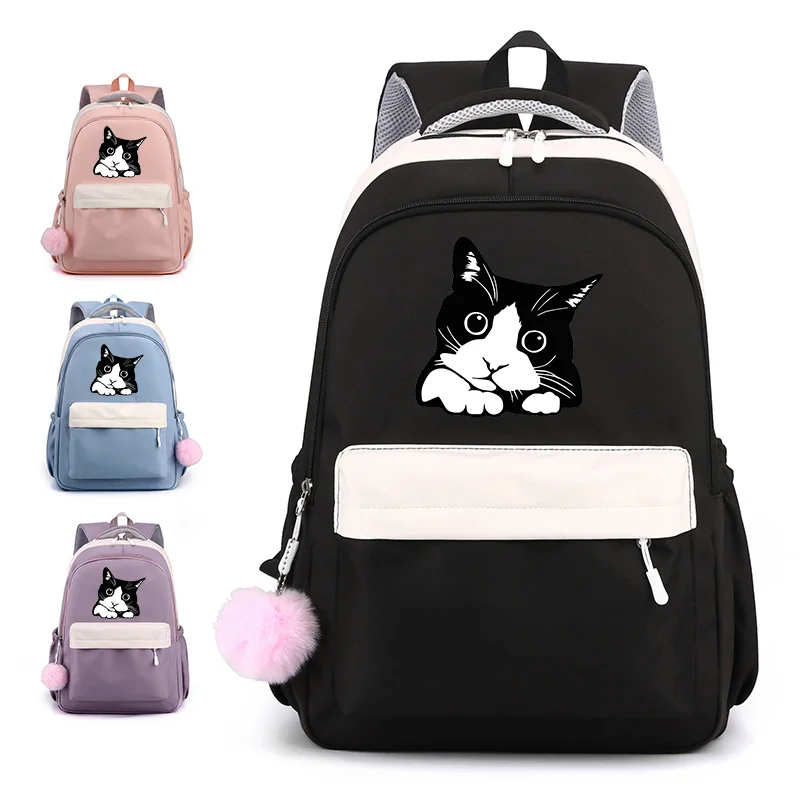 New Funny Cat Harajuku Backpack Teenagers Casual Cute Cat Pattern Backpack Large Capacity Laptop Backpack School School Bag