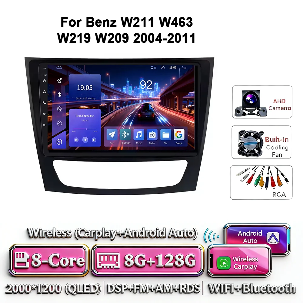 Android 17 autoradio 4G WIFI Carplay voor Mercedes Benz W211 E300 2002-2010 2din DVD GPS Multimedia Bluetooth touchscreen navigatie