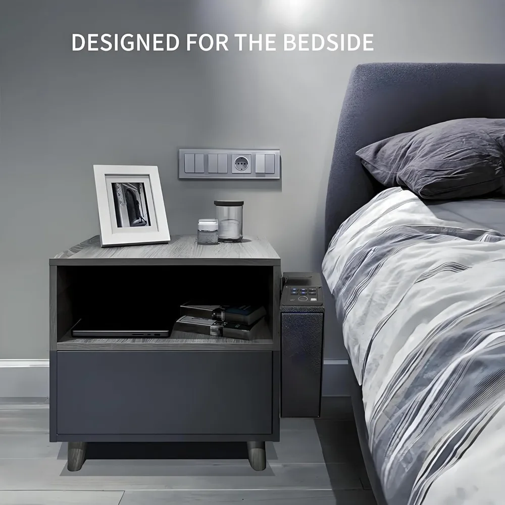 Sejf na broń z biometrycznym czytnikiem linii papilarnych, montowany na ścianie, z kodem dostępu, kluczami i szybkim automatycznym otwieraniem, sejf na broń do szafki nocnej, biurka, przy łóżku