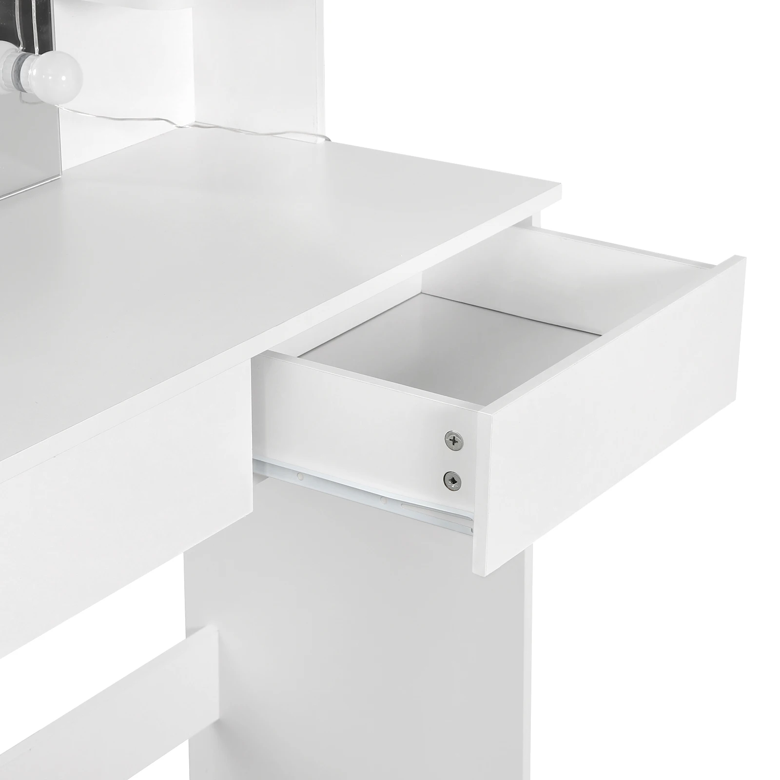 WOLTU الغرور مضمد منضدة الزينة مع مرآة LED 2 أدراج 4 رفوف التخزين 90x40x125 سنتيمتر الفتيات النساء ماكياج الجدول غرفة نوم