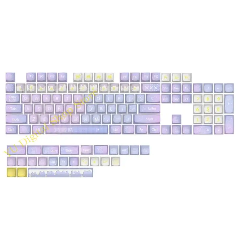 96BA Exquisite 128 Keys Dreamy Keycap Set XDA Profile PBT 5-Sided Dye-Sublimation ​Keycaps DIY Mechanical Keyboards Keycap