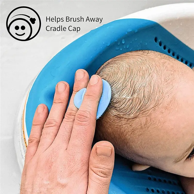 *ESTR Exfoliating and Massaging Cradle Cap Bath Brushes for Baby,Blue and White, 2 Pack