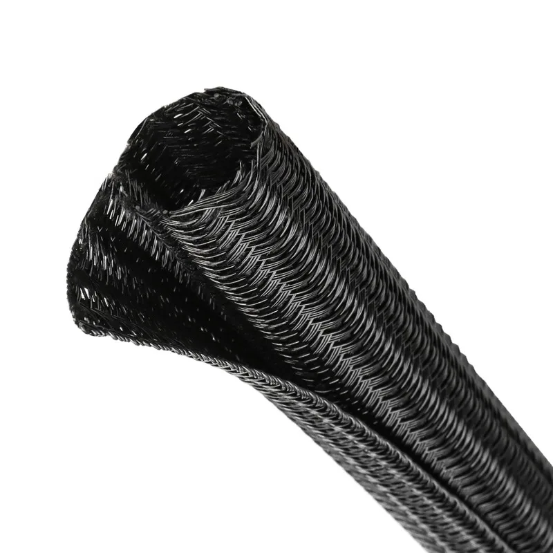 9/12/15M Black PET Expandable Self-Sealing Cable Sleeve Split Insulated Heatproof Branch Protection Cover