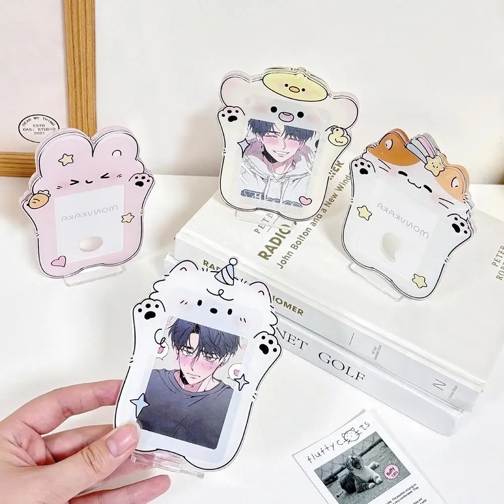 Cartoon Animal Acrylic Photocard Frame Idol Photo Card Display Holder Cute 3 Inch Photo Poster Stand Ins Desktop Decoration