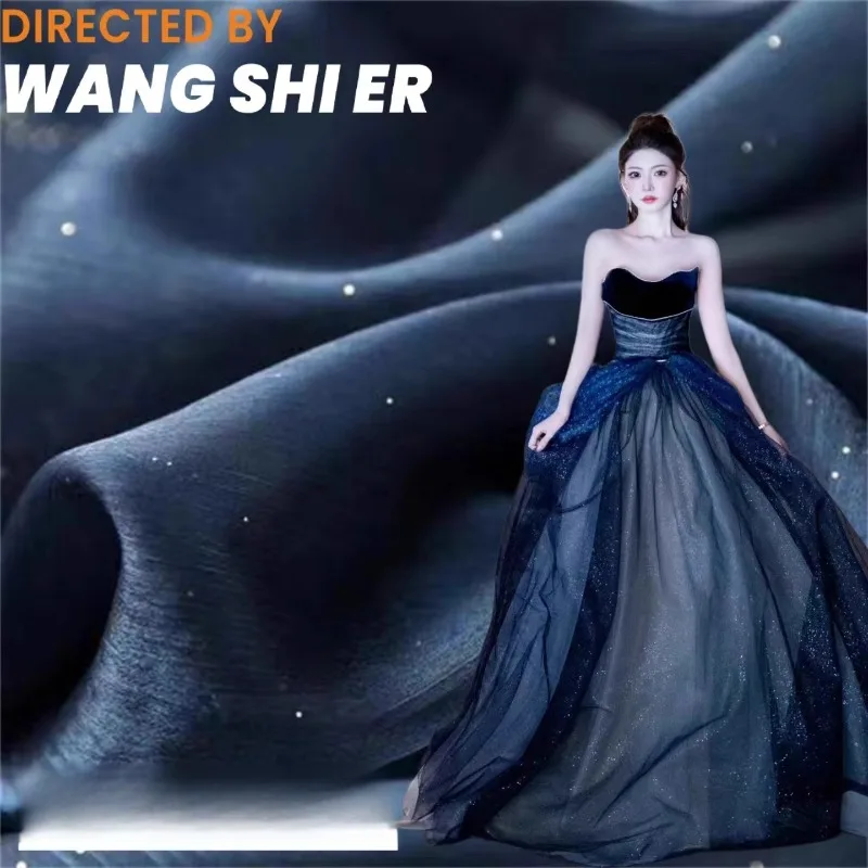 Starry Sky Shiny Organza Fabric Breathable By The Meter for Skirt Hanfu Wedding Dresses DIY Clothes Needlework Sewing Photo Zone