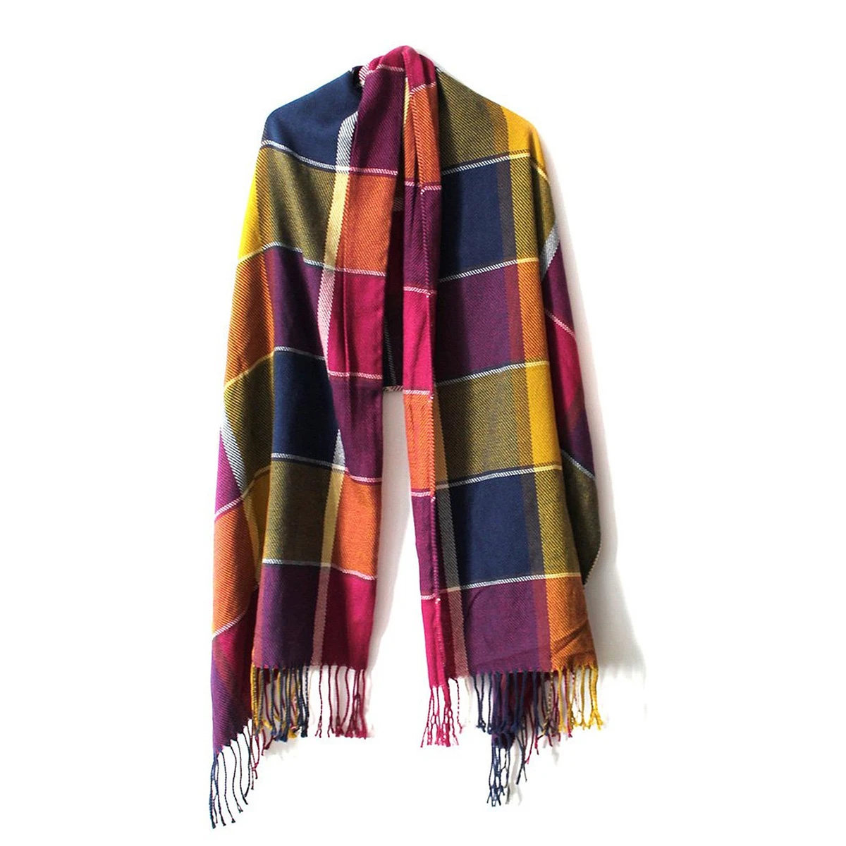 

Checkered Shawl Scarf Women Long Tassel Warm Winter Women Tassel Scarf 200x68cm Soft Comfortable Trendy Unique