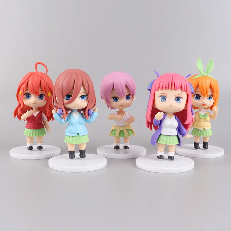 5 piezas de figuras de anime de The Quintessential Quintuplets, versión Q, Nakano Ichika, Nino Miku, Yotsuba, Itsuki, modelo coleccionable, decoración, regalo.
