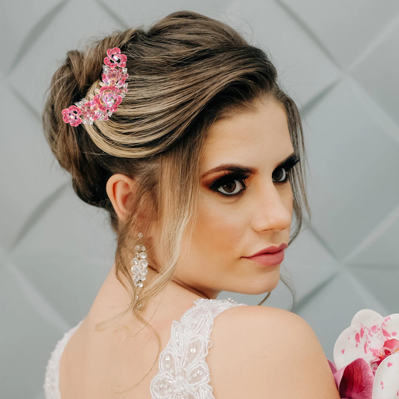 

Flower Comb Rhinestone Decorative Hair Comb For Women Wedding Bridal Hair Styling Accessories