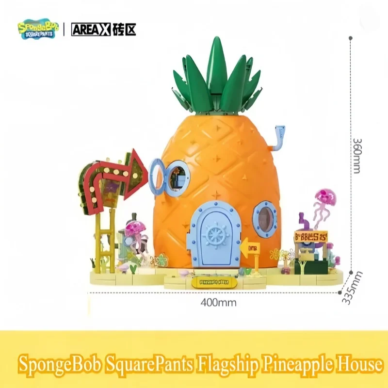AREAX Bouwstenen SpongeBob SquarePants Ananas Huis Modulaire Bouwsets Set met Licht Desktop Speelgoed Collectie Cadeau
