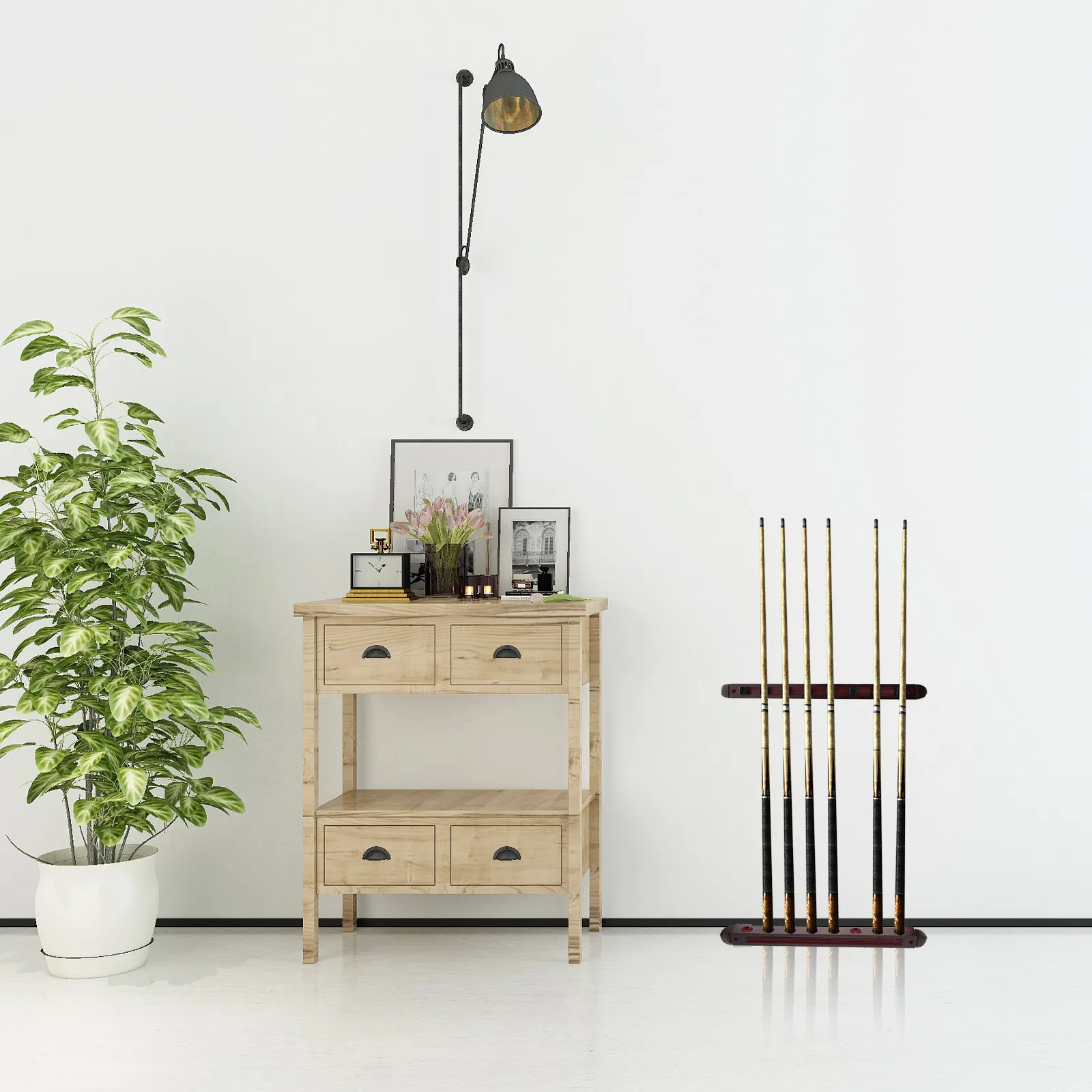 

1Set Wall Mounted Pool Cue Rack Heavy Duty Wood Billiard Stick Holder for Display Storage Organize Fishing Rods Multi-Hole Wall