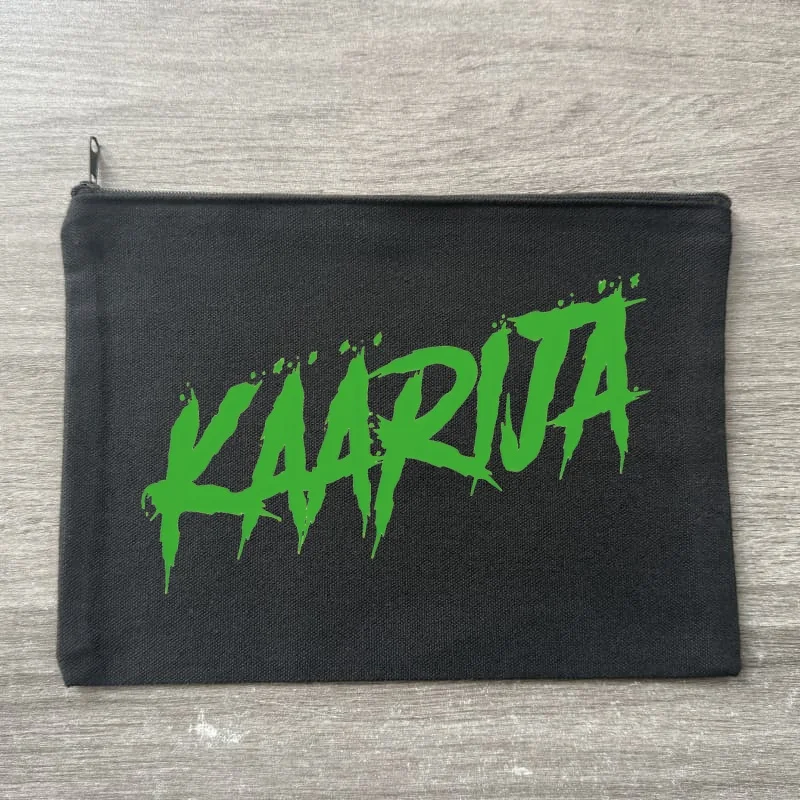 

Kaarija Cha Cha Cha Canvas Makeup Bag Portable Travel Black Cosmetic Bag with Zipper Lightweight Female Coin Pouch Women