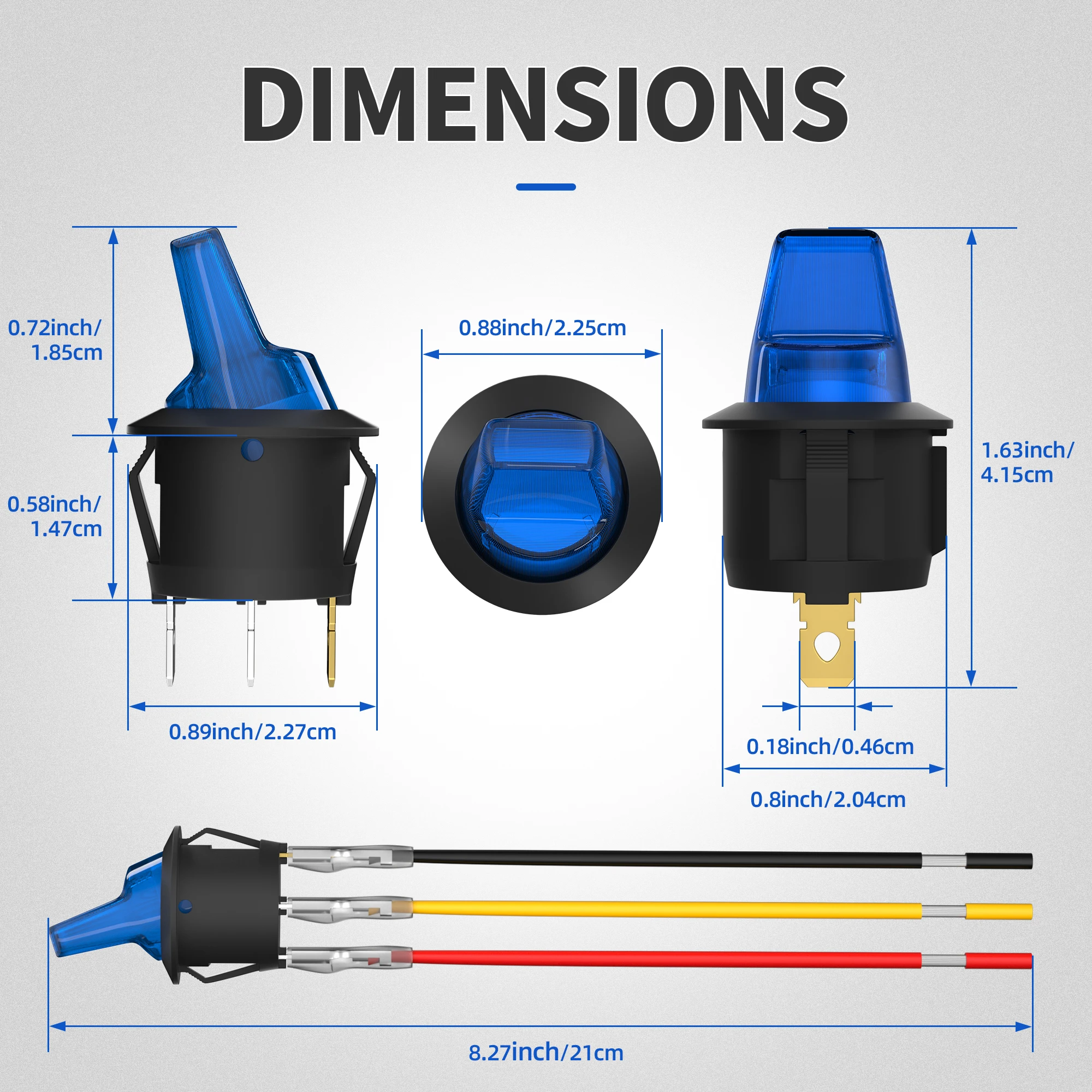 4PCS Lighted Rocker Toggle Switch 12V 20A ON/Off 3 Pin Round LED Illuminated Mini Toggle Switch SPST Switch for Automotive Car