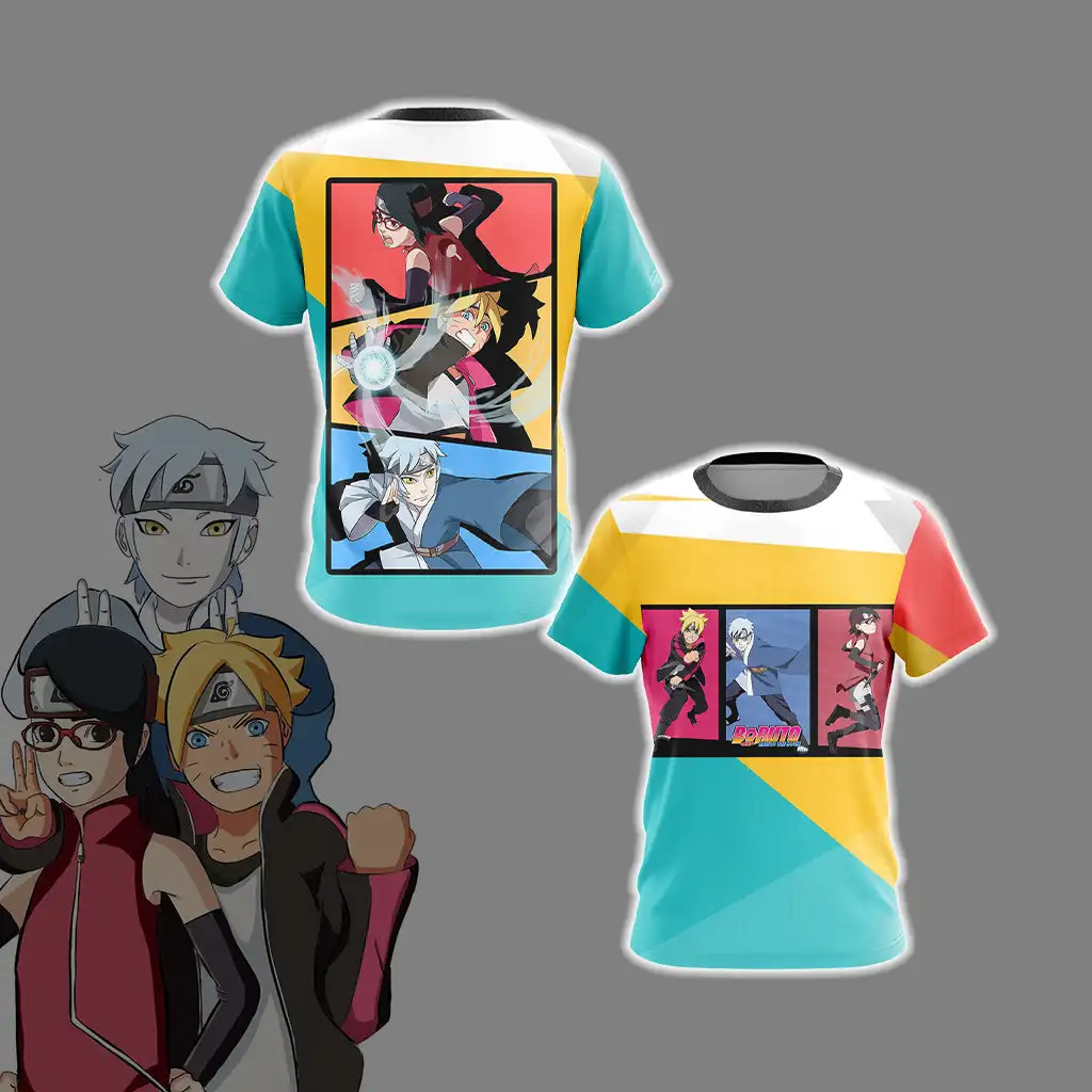 Anime Ninja Team Comic Panel T-shirt Men Women Color Block 3D Full Print Japanese Manga Inspired Streetwear Short Sleeve Top