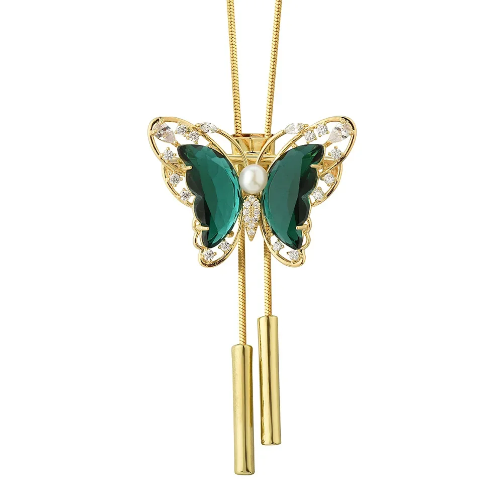 

Long necklaces for autumn and winter, versatile sweater chains, high-end and elegant, women's crystal butterfly tassels