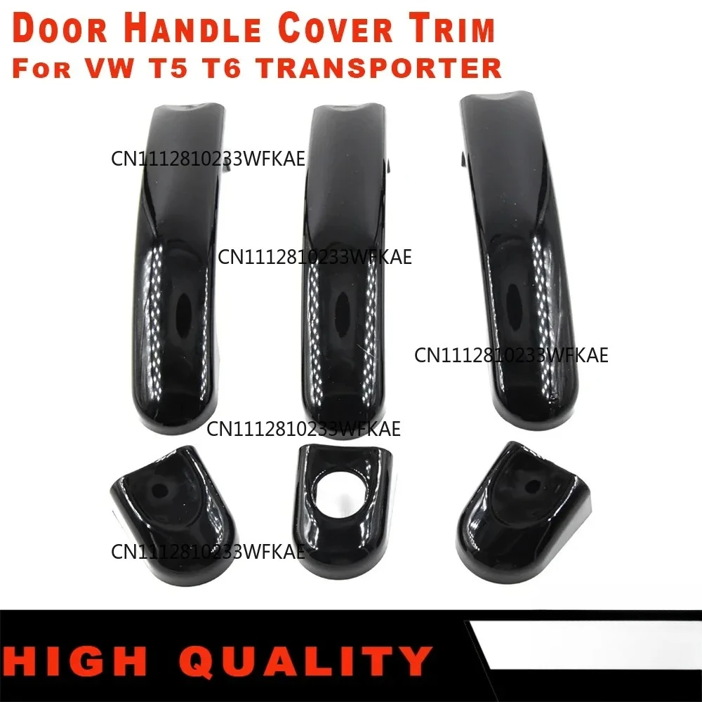 New Outside Exterior Door Handle Carbon Fiber/Gloss Black 1 Set for VW Transporter T5 T6 Caravelle Caddy Van Car Accessories