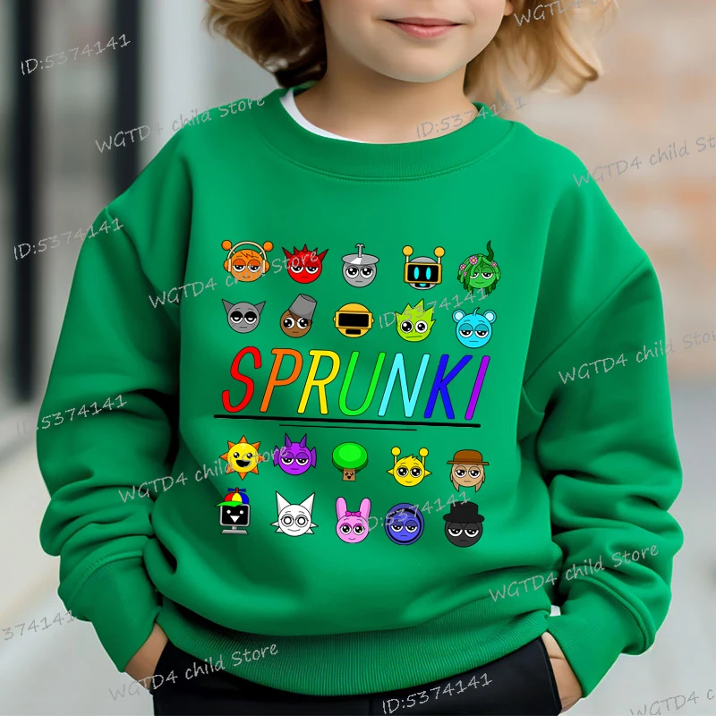 Sprunki Cute Game Figure Print Kids Sweatshirt Cartoon Sprunki Boys Incredibox Long Sleeve Pullover Girls Funny Sprunki Hoodie