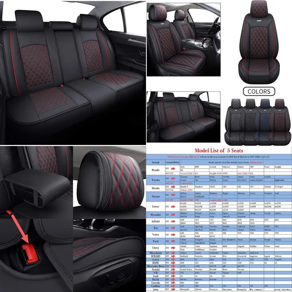 

Универсальные водонепроницаемые чехлы для автомобильных сидений из искусственной кожи для Escape, Edge, Versa, Fiesta, Highlander, Maxima, Sorento, Rogue - полный комплект