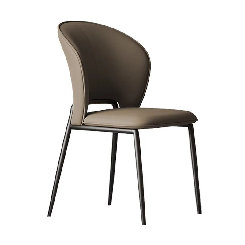 

Легкий роскошный современный простой обеденный стул на металлических ножках с кожаной спинкой, итальянский дизайнерский элитный отель-ресторан