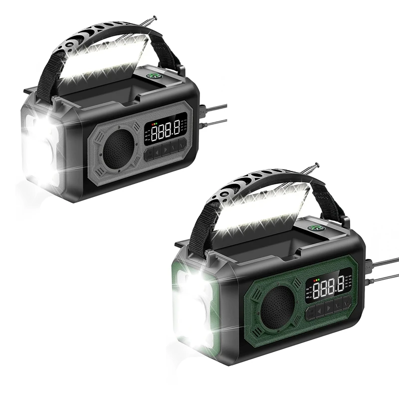 12000Mah Emergency Weather Radio Hand Crank Radio Solar Radio Portable AM/FM/NOAA Radio With Flashlight Reading Lamp