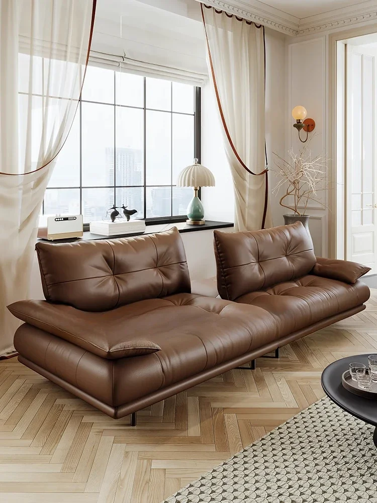 Minimalistisches abnehmbares Sofa aus echtem Rindsleder der ersten Schicht