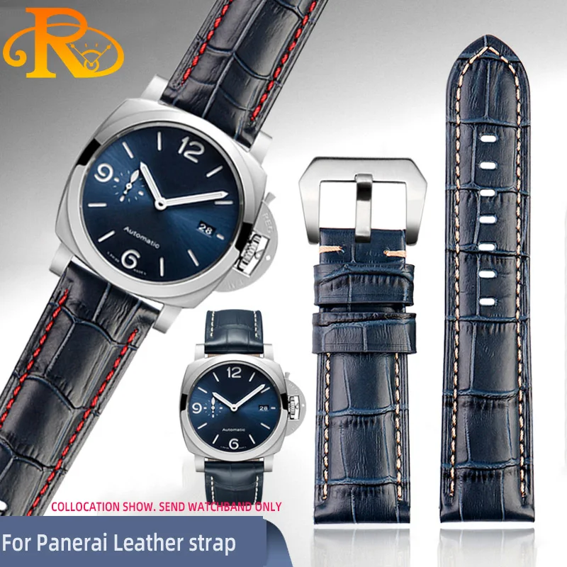 22MM 24mm 26mm High quality Waterproof Watch band For Panerai PAM688 441/1313 Cowhide Leather Men\'s blue Watch Strap accessories