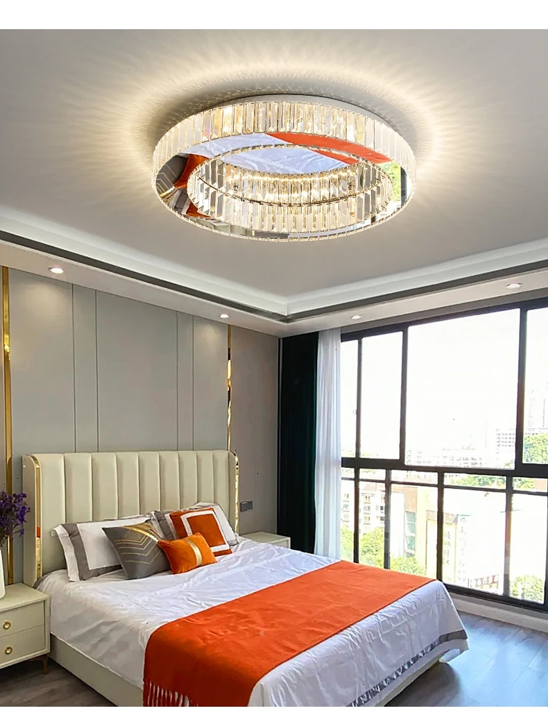 Living Room LED Ceiling Lamp K9 Crystals Dimmable Light