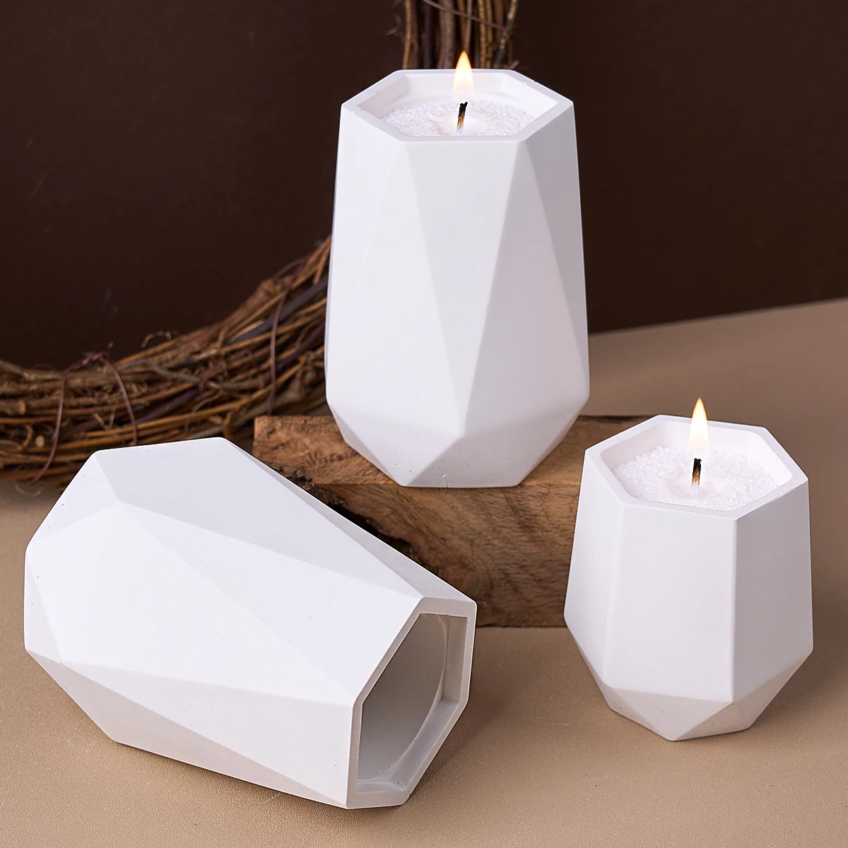 Sechseckige Kerze Glas Silikon Form DIY Vase Casting Formen Gips Beton Harz Stift Halter Lagerung Box Handwerk Machen Wohnkultur