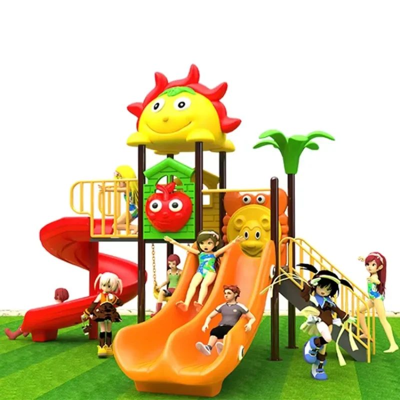 Large Outdoor Amusement Equipment for Kids Metal Plastic Slides Garden Swing Trampoline Residential Slides Water Park Amusement