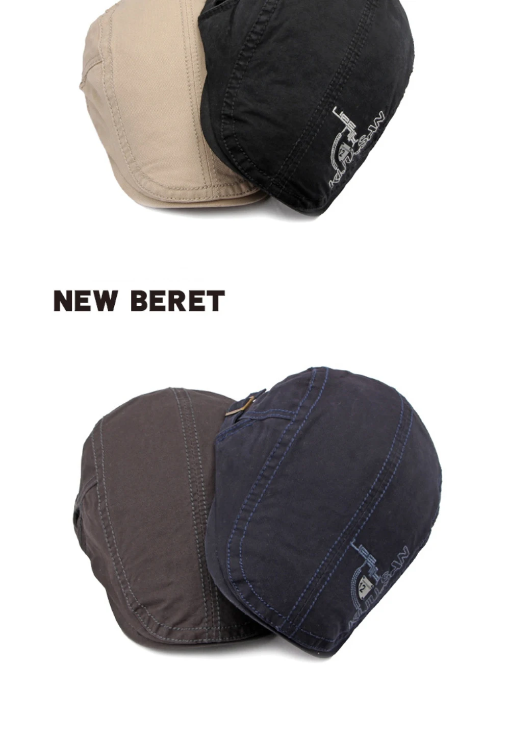 HT4636 Baskenmützen 100% Baumwolle Frühling Sommer Mütze für Herren Damen Künstler Maler Baskenmütze Herren Damen Ivy Flat Cap Verstellbare Baskenmütze – Detail 2