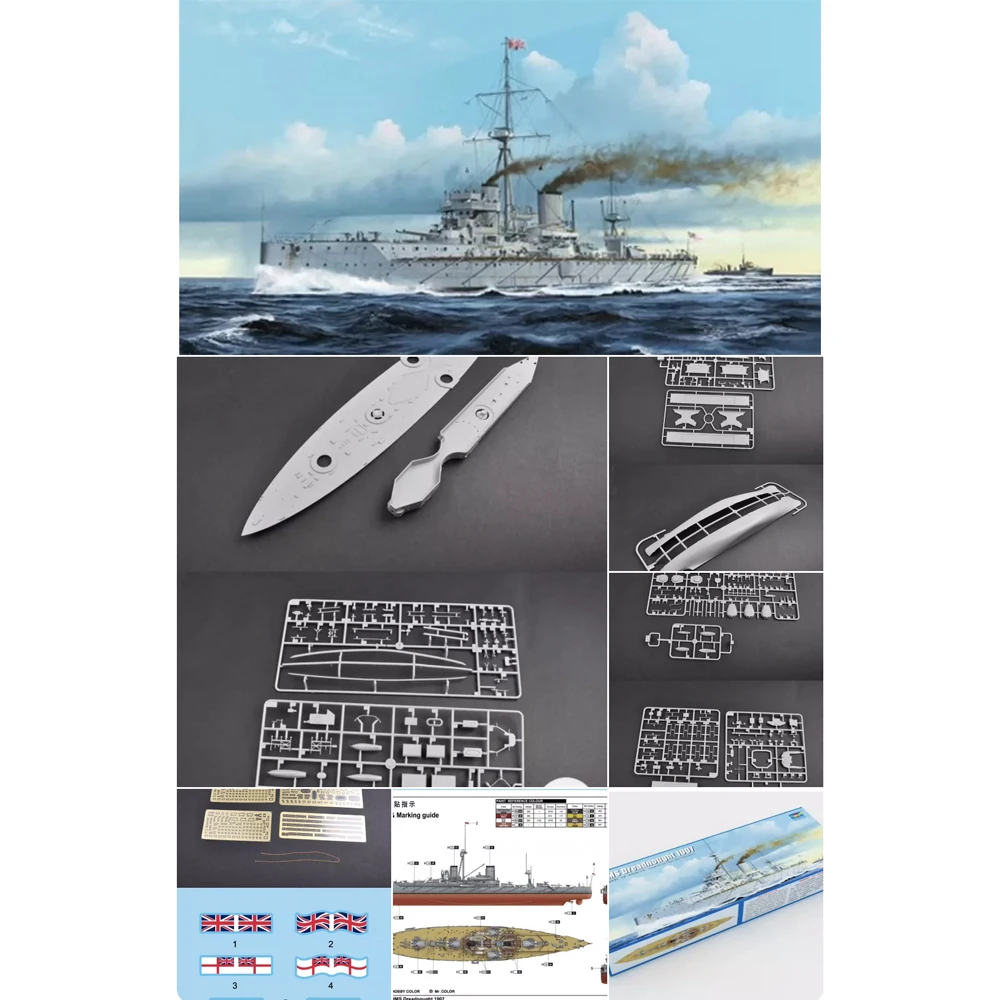 

Trumpeter 05328 1:350 Scale HMS Dreadnought 1907 Battleship Plastic Assembly Model Kit Military Ship Boat Building Making Toy