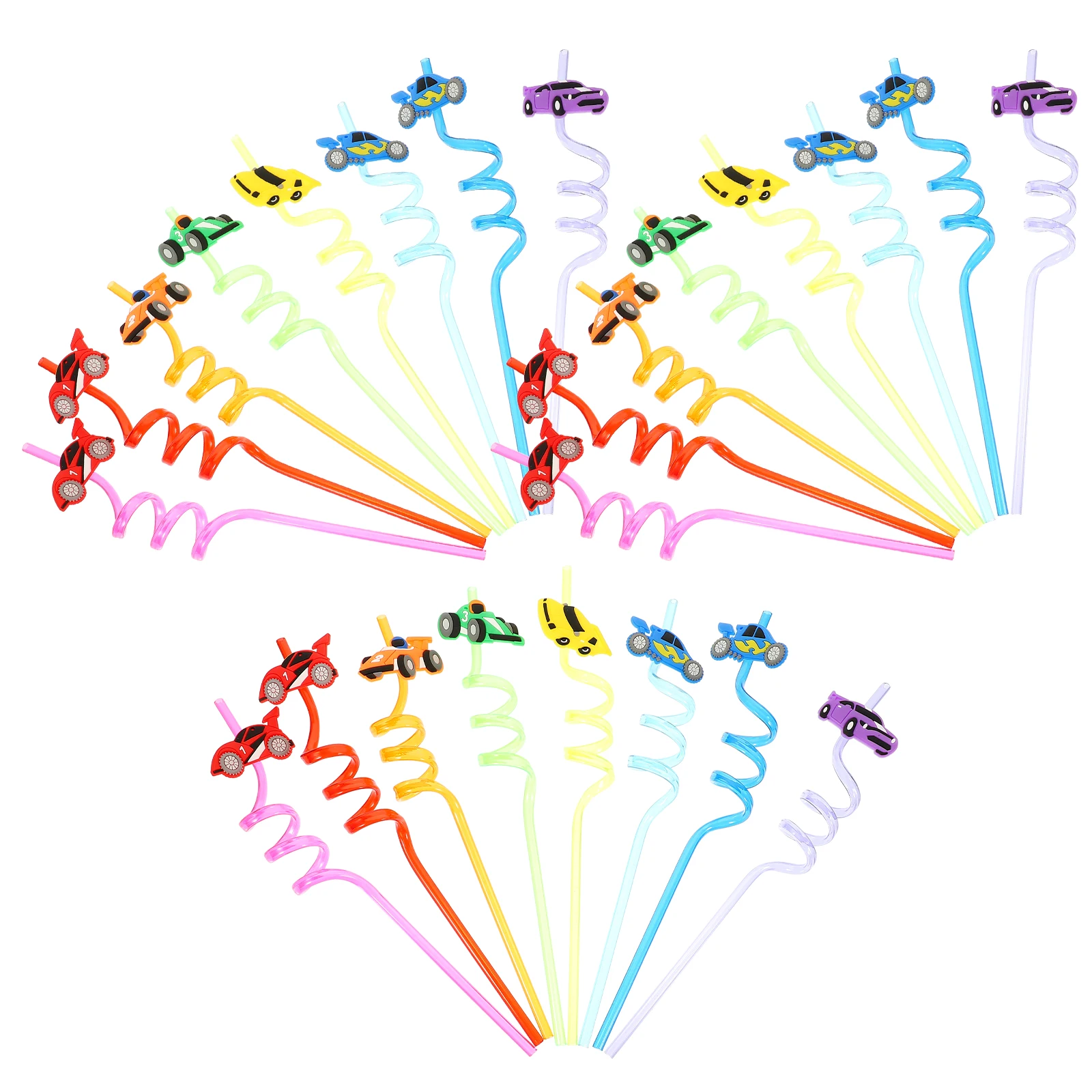 

24 Pcs Reusable Shaped Drinking Juice Beverage PET Smooth Safe Mouth Photo Prop Colorful Joyful