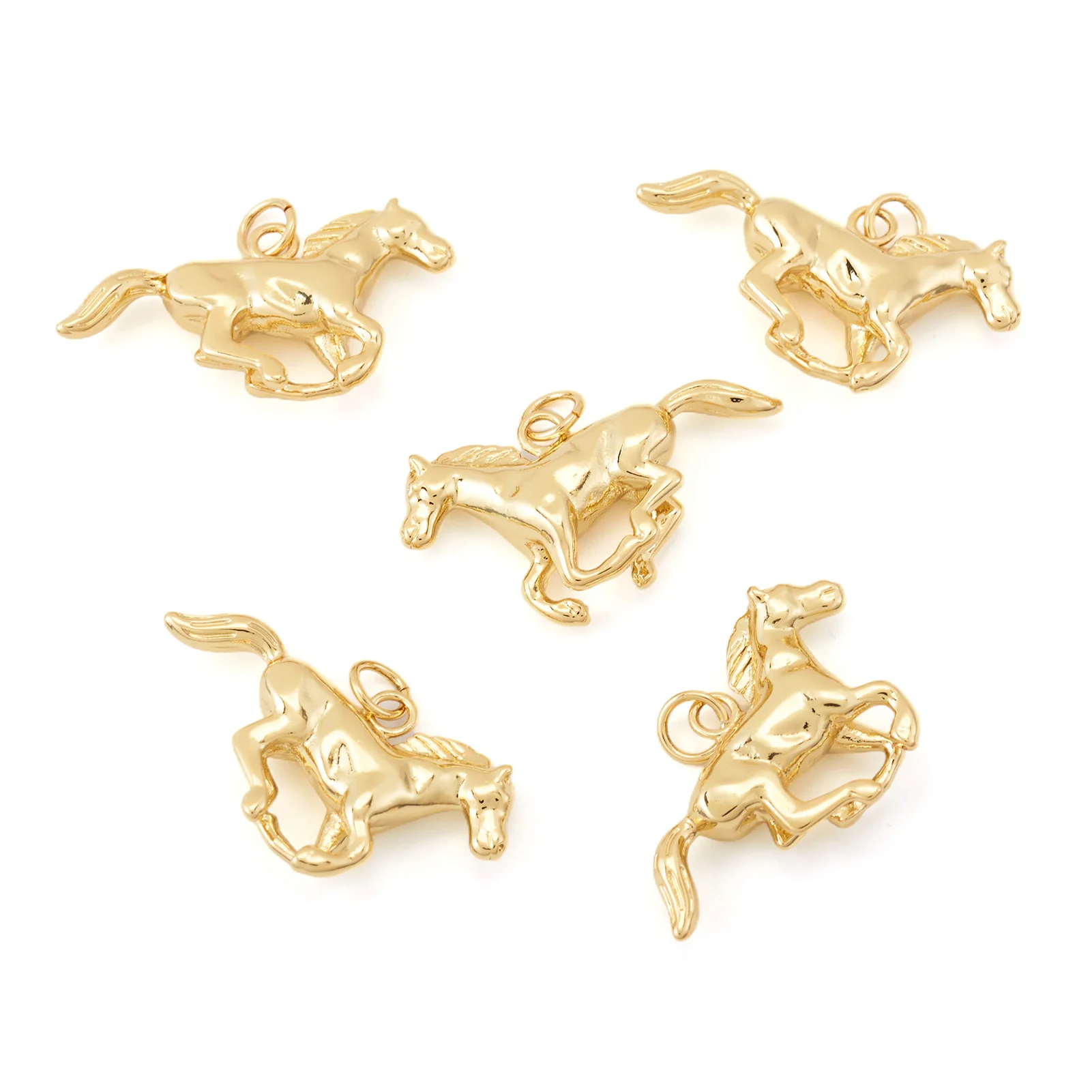 

5pcs Metal Pendants with Jump Rings Long-Lasting Plated Horse Golden for Making DIY Jewelry Necklace Earring Bracelet Supplies