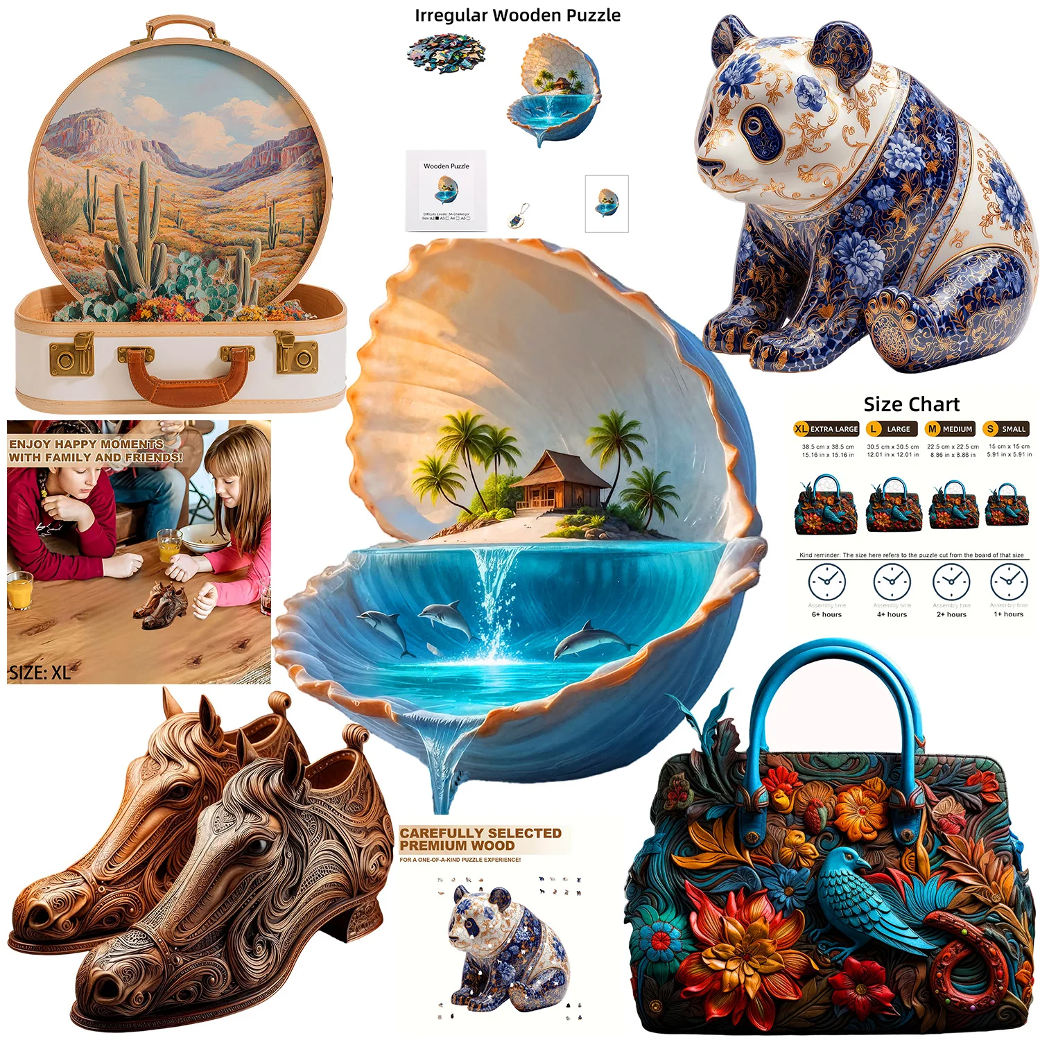 Creative Wooden Puzzles With Unique Irregular Shapes Adult Creative Handmade Decorations Holiday Gifts Challenge Your Brain