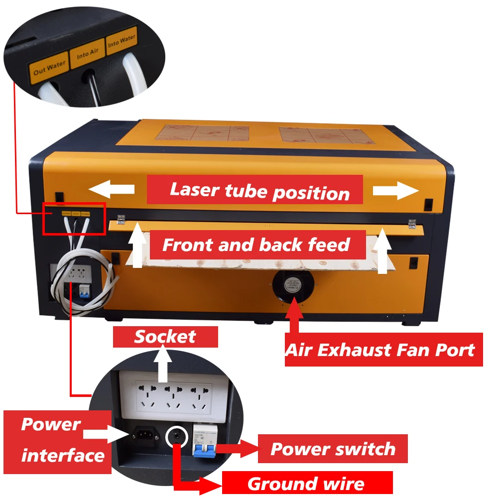 Macchina per incisione Laser CO2 600*1000mm macchina da taglio Laser 100W Laser Tube incisore Laser strumenti per la lavorazione del legno tessuto