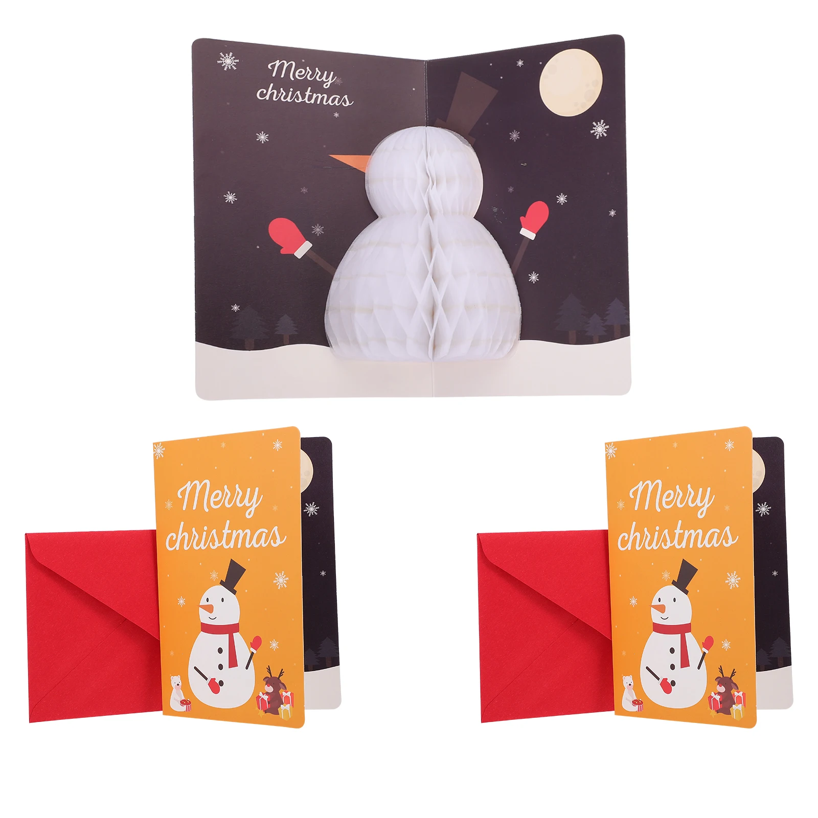 

3 Pcs 3D Christmas Cards Foldable Greeting Cards Xmas Supplies Honeycomb Paper card Holiday Gifts Printing Products