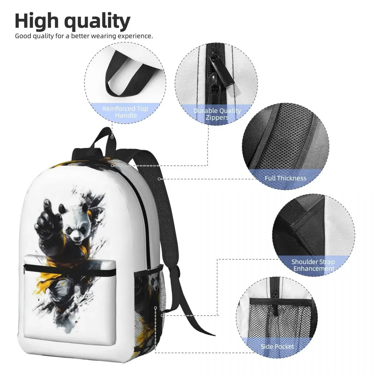 Cartoon Judo Panda Backpack Student BookBag Children School Bag Laptop Shoulder Bags for Men Women