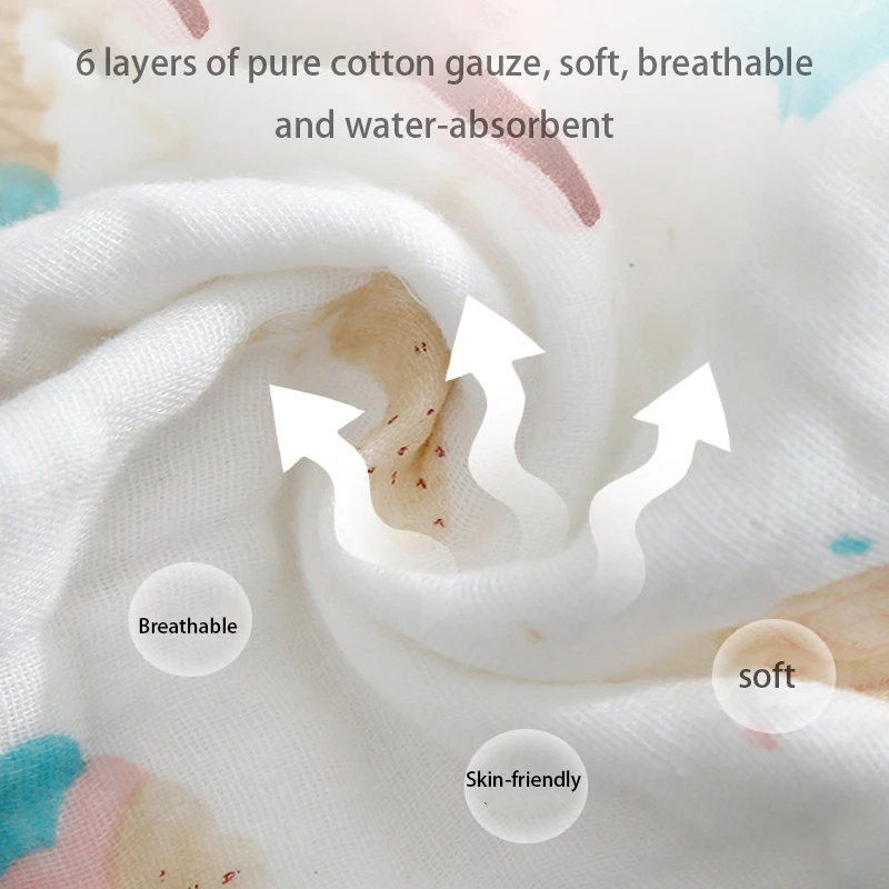 Serviette de bain carrée en coton pour nouveau-né, 6 couches, gaze haute densité, visage de bébé, salive, 100%