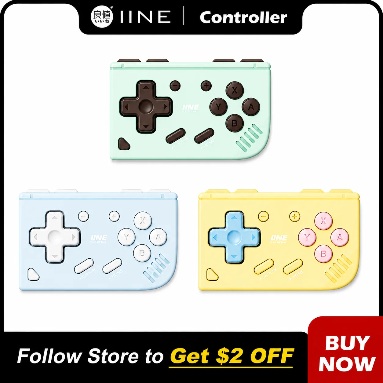 IINE Mini Ananke Gen2 ワイヤレスコントローラー Switch/iOS/Android/PC Steam対応、モーションコントロール付きポータブルポケットゲームパッド