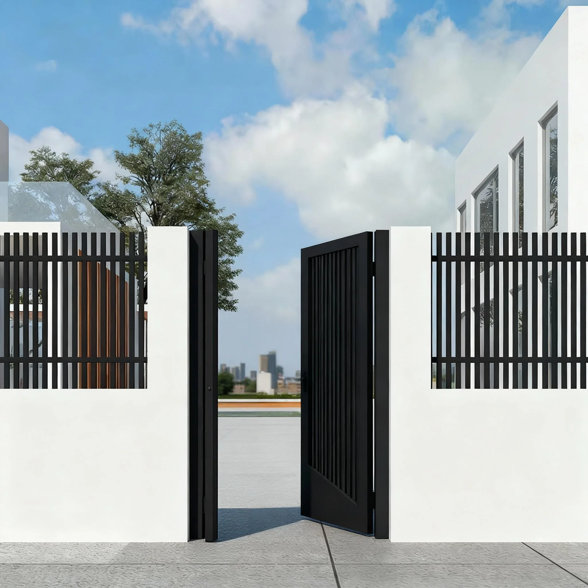 Exterior Single Doors Front Entry Doors Garden Side Gate Garden Aluminum Alloy Fence Gates