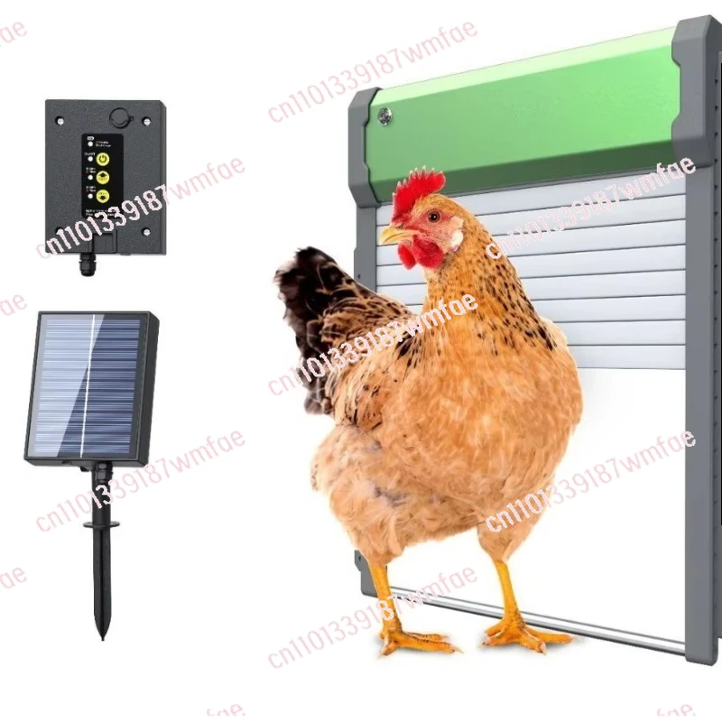 2024 new solar automatic chicken coop door electric aluminum alloy chicken door with timer/light sensor/remote control/manual