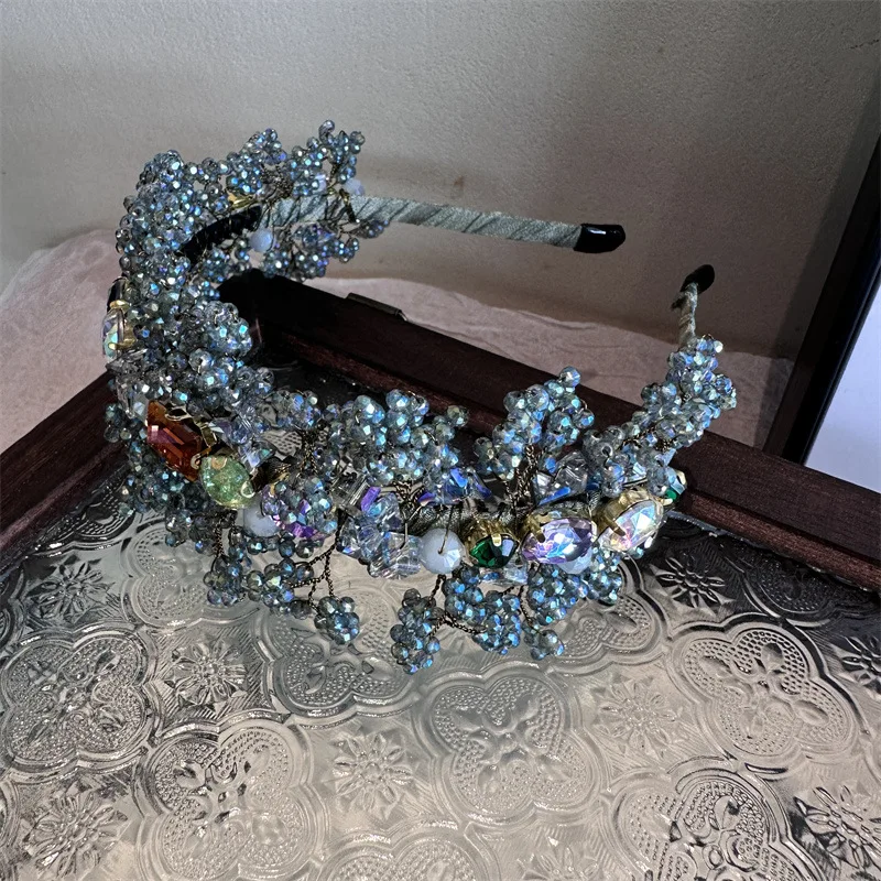 Diadema nupcial de cristal plateado para mujer, Tiara de boda con perlas, accesorios para el cabello para novia, fiesta de cumpleaños y graduación