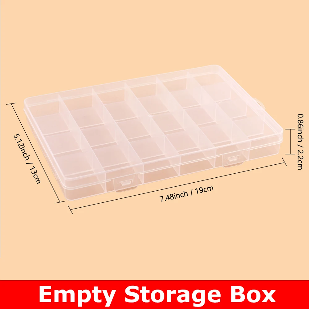 

24-Compartment Storage Box for Wax Beads for DIY Embellishment Beads Jewelry Container Case 13*19*2.2cm Transparent Plastic Box