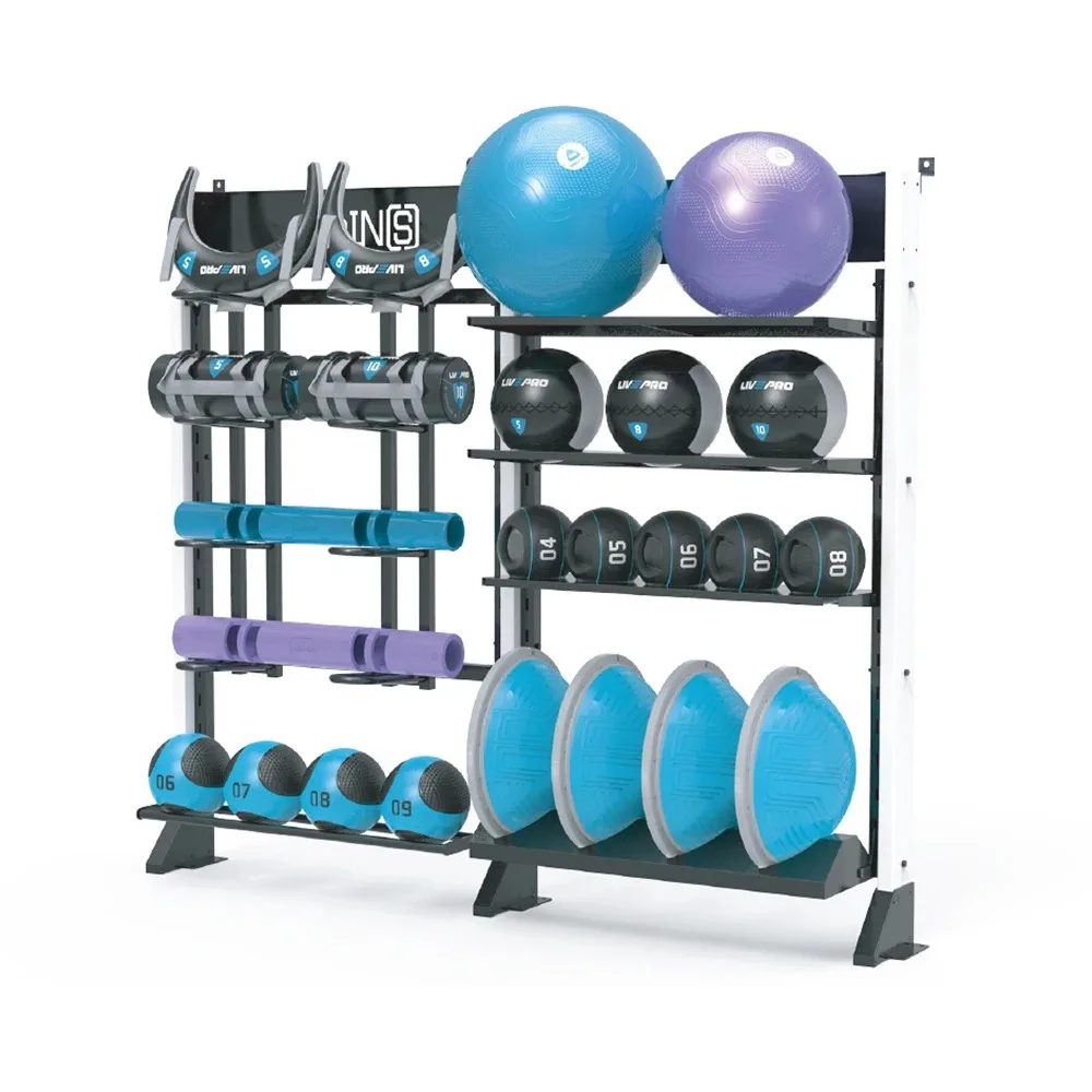 Double Suspension Storage Rack with Bulgarian Power Bag Multifunction Gym Fitness Storage Rack for Medicine Wall Ball