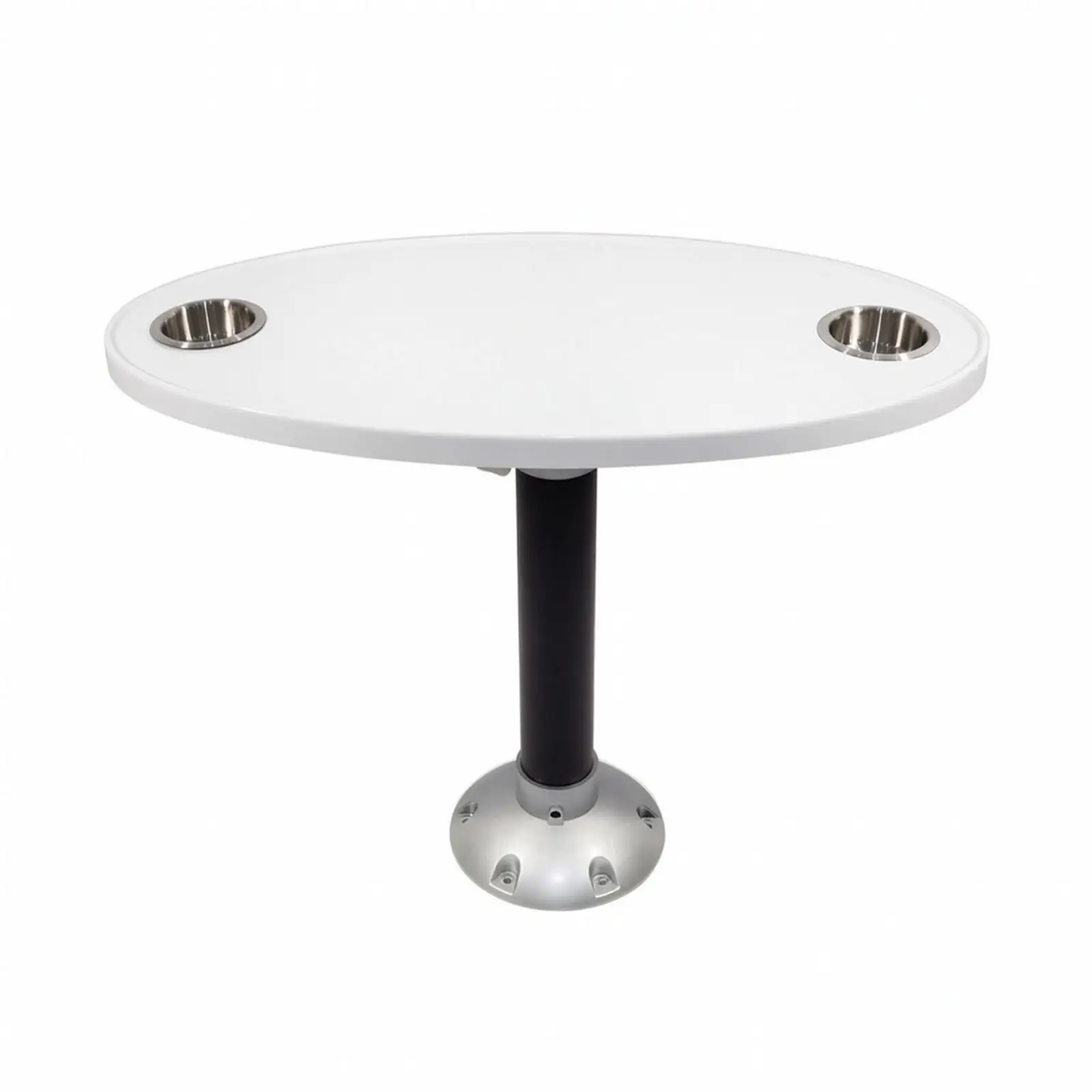 Waterproof Oval Boat Tea Table Detachable Pedestal for RV Yacht Lounge Portable Auxiliary Table with Stainless Cup Holders