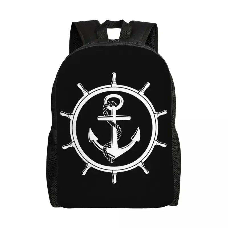 Nautical Anchor Travel Backpack Women Men School Computer Bookbag Marine College Student Daypack Bags