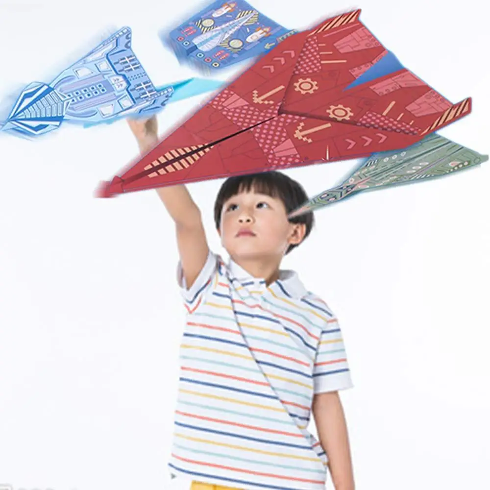 Papier handgemachte farbige Papier Set Montessori Kunst Lernen Flugzeug Origami Set faltbare Cartoon vielseitige Papier Flugzeug Spielzeug