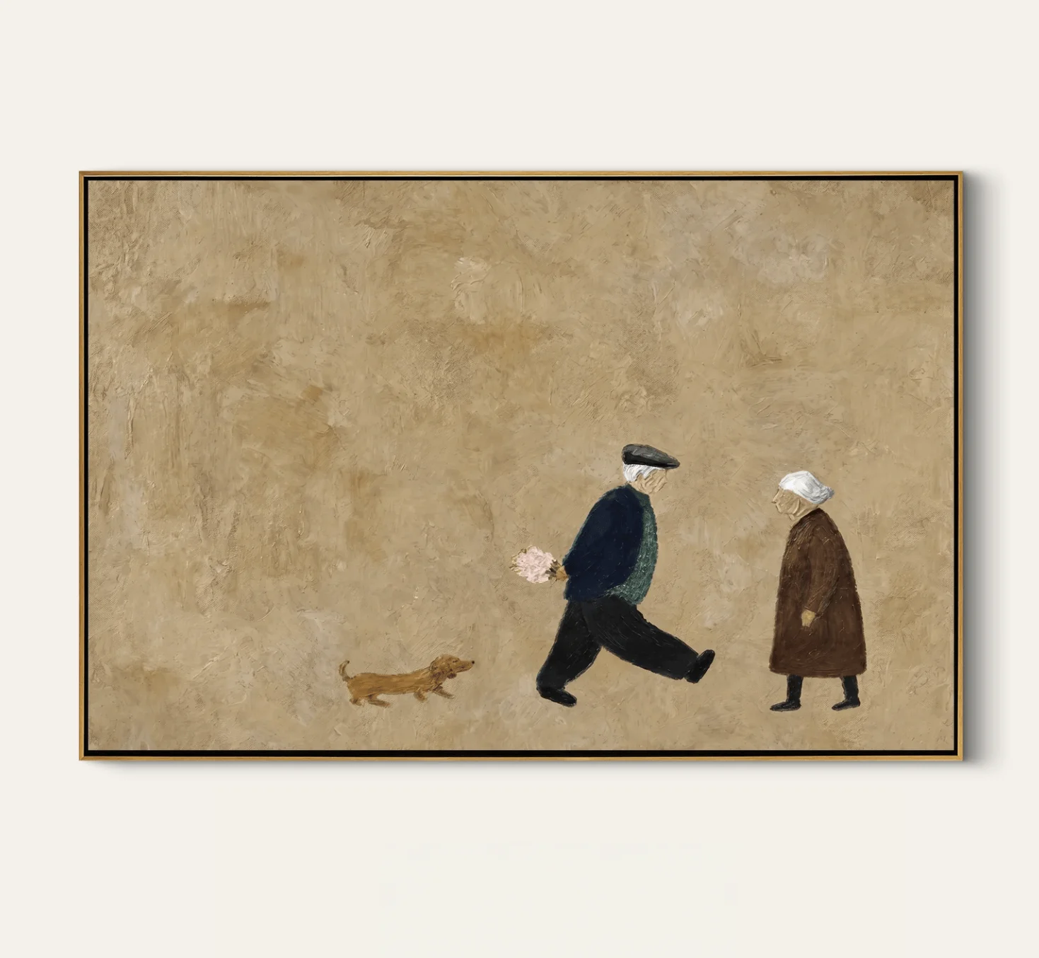 Vintage Fashion Wall Art - Elderly Couple Dachshund Wall Art Canvas