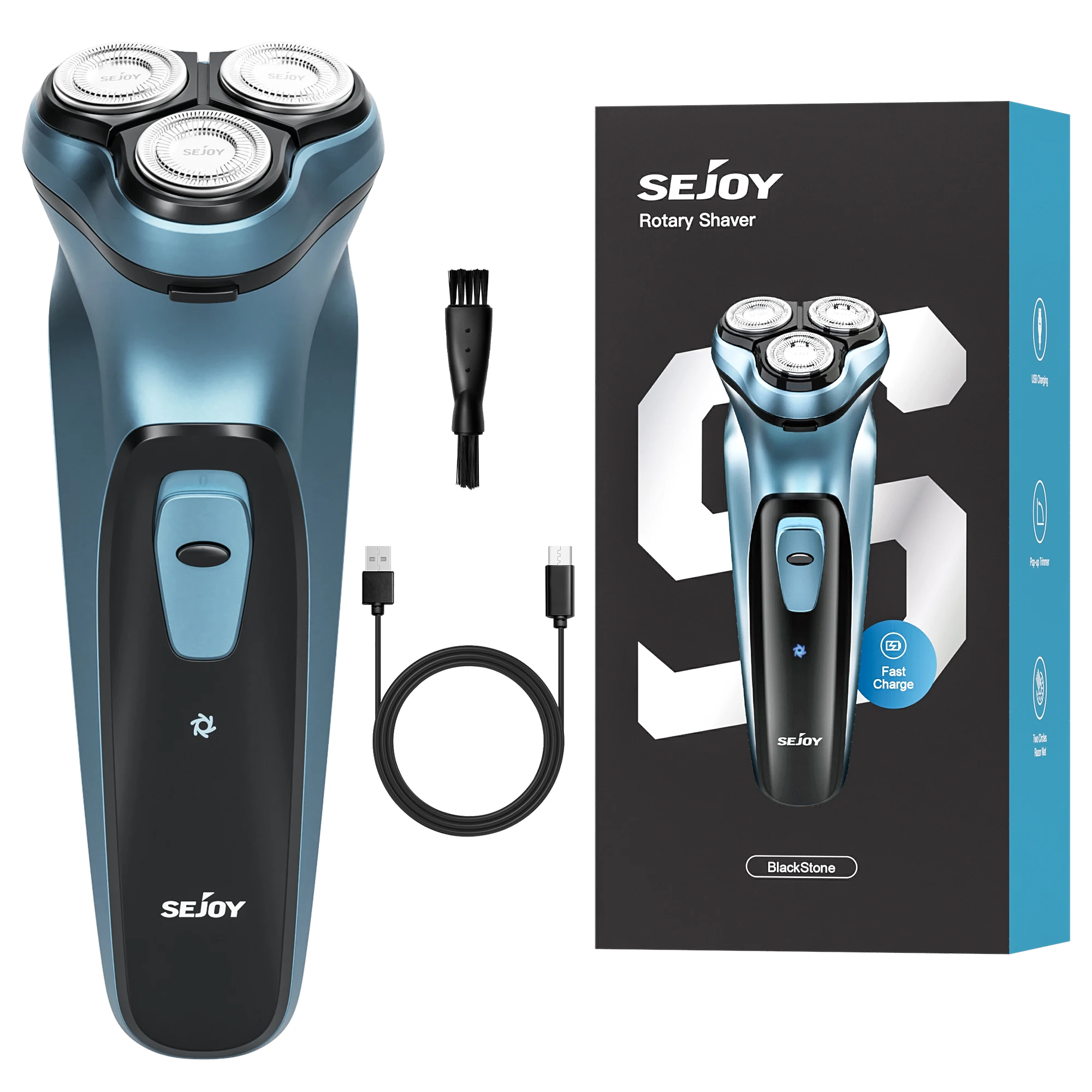 Afeitadora Eléctrica Sejoy para Hombre, Maquinilla de Afeitar Eléctrica Recargable con Triple Cabezal Flotante, Recortadora de Barba, Regalo